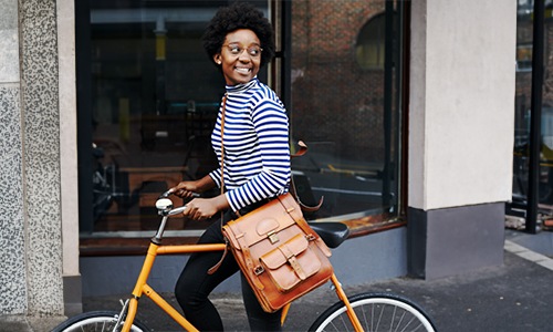 a woman on a bicycle