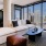 a living room with a large window