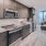 a kitchen with a microwave oven